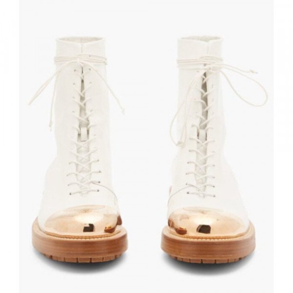 Designer Gabriela Hearst Riccardo Lace-up Boots White Size 41